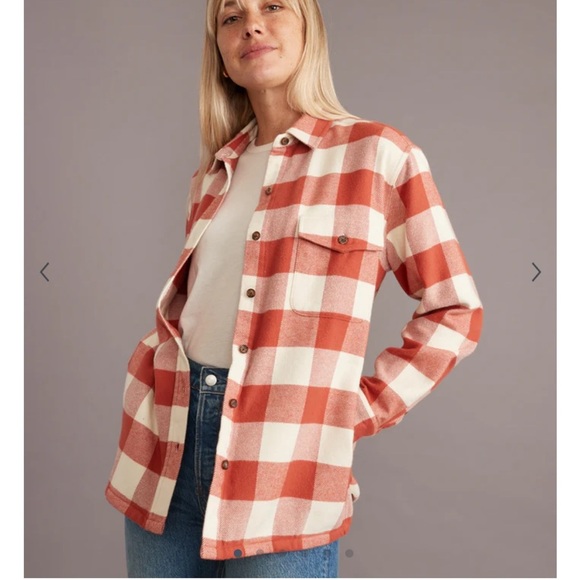 Marine Layer Riley‎ Overshirt in Rust/Cream size extra small - Picture 1 of 9